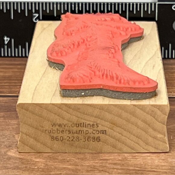 E188 OUTLINES RUBBER STAMP Handcrafted Evergreen Branch BOTANICAL NATURE - Picture 4 of 5